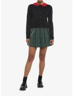 Cheap 🔥 Red & Black Heart Collar 👧 Girls Crop Cardigan 🎁 -HT Style Outlet Store 19385130 av1