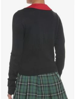 Cheap 🔥 Red & Black Heart Collar 👧 Girls Crop Cardigan 🎁 -HT Style Outlet Store 19385130 av2