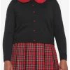 Coupon 💯 Red & Black Heart Collar 👧 Girls Crop Cardigan Plus Size 🔥 -HT Style Outlet Store 19385138 hi