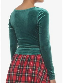 Top 10 🤩 Velvet Green Corset Lace-Up 👧 Girls Crop Long-Sleeve 😉 7 Top 10 🤩 Velvet Green Corset Lace-Up 👧 Girls Crop Long-Sleeve 😉 -HT Style Outlet Store 19385153 av2