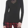 Best deal 🎁 Black Heart Cutout Mock Neck 👧 Girls Long-Sleeve Top 😍 -HT Style Outlet Store 19385168 hi