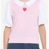 New 🔥 Strawberry Twofer Sweater Vest & Collar 👧 Girls Top 🥰 -HT Style Outlet Store 19385198 hi