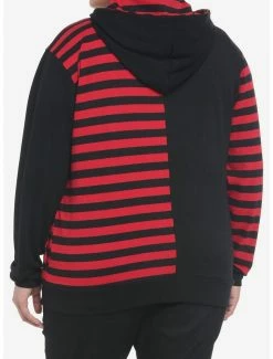 Coupon 👏 Black & Red Stripe Split 👧 Girls Hoodie Plus Size 🧨 -HT Style Outlet Store 19386189 av2