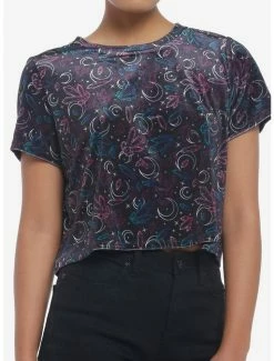 Hot Sale 😉 Celestial Crystal Velvet 👧 Girls Crop T-Shirt 😀