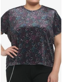 Best Sale 🎁 Celestial Crystal Velvet 👧 Girls Crop T-Shirt Plus Size ❤️