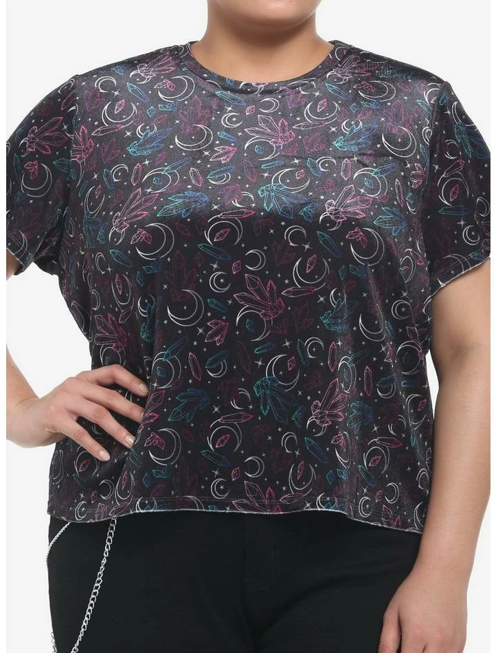 Best Sale 🎁 Celestial Crystal Velvet 👧 Girls Crop T-Shirt Plus Size ❤️ 3 Best Sale 🎁 Celestial Crystal Velvet 👧 Girls Crop T-Shirt Plus Size ❤️