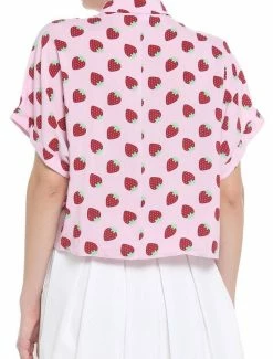 Best deal 🔔 Strawberry Allover Print Crop 👧 Girls Woven Button-Up ✨ -HT Style Outlet Store 19387387 av2
