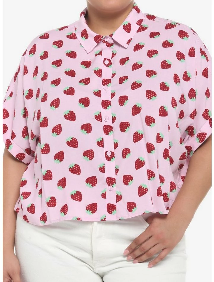 Flash Sale โ๏ธ Strawberry Allover Print Crop ๐ง Girls Woven Button-Up Plus Size ๐ 3 Flash Sale โ๏ธ Strawberry Allover Print Crop ๐ง Girls Woven Button-Up Plus Size ๐