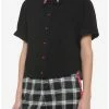 Wholesale 😀 Black Mushroom Heart 👧 Girls Woven Button-Up 🧨 -HT Style Outlet Store 19387402 hi