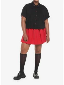 Buy ⭐ Black Mushroom Heart 👧 Girls Woven Button-Up Plus Size ✔️ -HT Style Outlet Store 19387410 av1