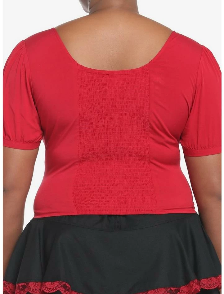 Best deal ๐ Red & Black Corset Lace-Up ๐ง Girls Crop Top Plus Size ๐ 5 Best deal ๐ Red & Black Corset Lace-Up ๐ง Girls Crop Top Plus Size ๐ - Image 3