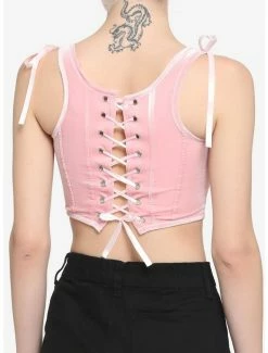 Brand new 🔥 Pink Lace-Up Crop Corset Top ✔️ -HT Style Outlet Store 19390399 av2