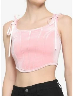 Brand new 🔥 Pink Lace-Up Crop Corset Top ✔️