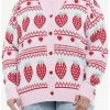 Best deal 🎁 Strawberry Fair Isle Oversized 👧 Girls Cardigan Plus Size 🤩