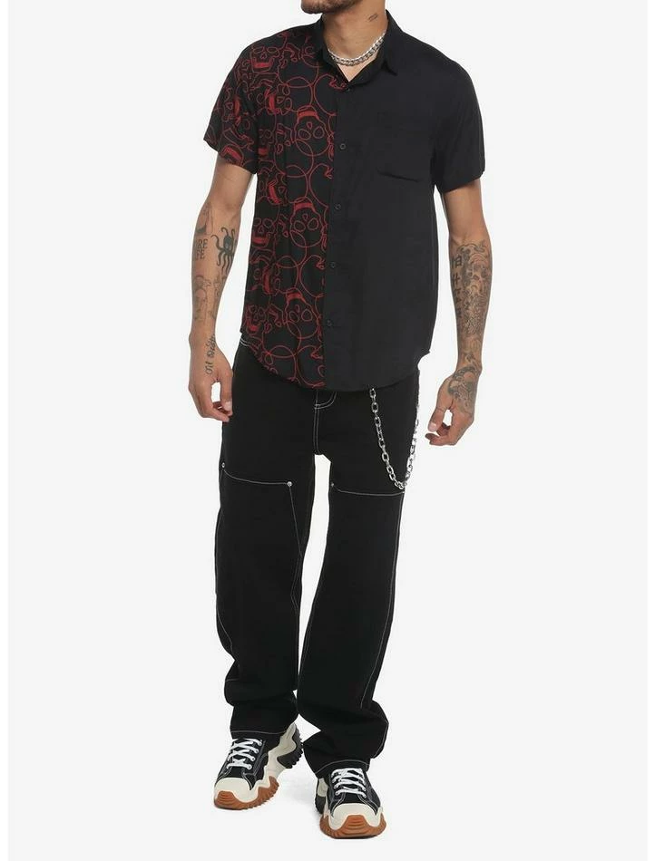Discount ๐ Red Skull Split Woven Button-Up ๐ 4 Discount ๐ Red Skull Split Woven Button-Up ๐ - Image 2