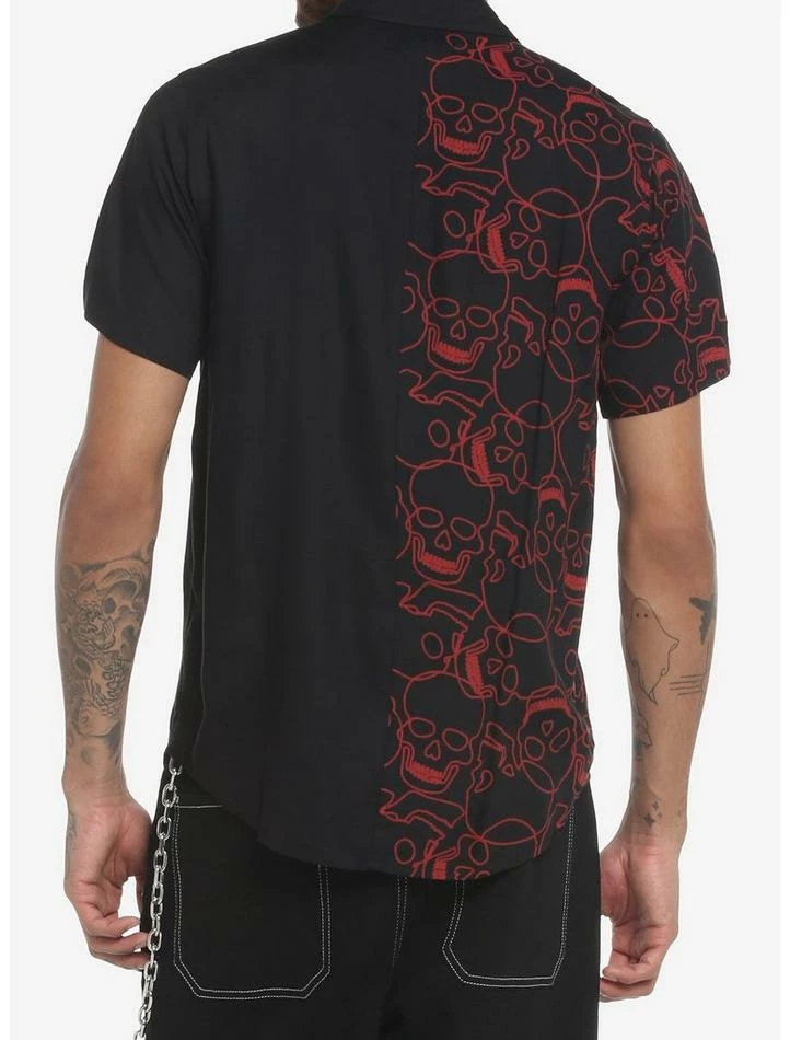 Discount ๐ Red Skull Split Woven Button-Up ๐ 5 Discount ๐ Red Skull Split Woven Button-Up ๐ - Image 3