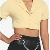 Best reviews of 🎉 Dusty Yellow Notch Collar 👧 Girls Crop Top 🧨