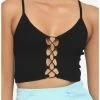 Best Pirce 🥰 Black Front Lace-Up 👧 Girls Crop Cami 🥰 -HT Style Outlet Store 19439506 hi