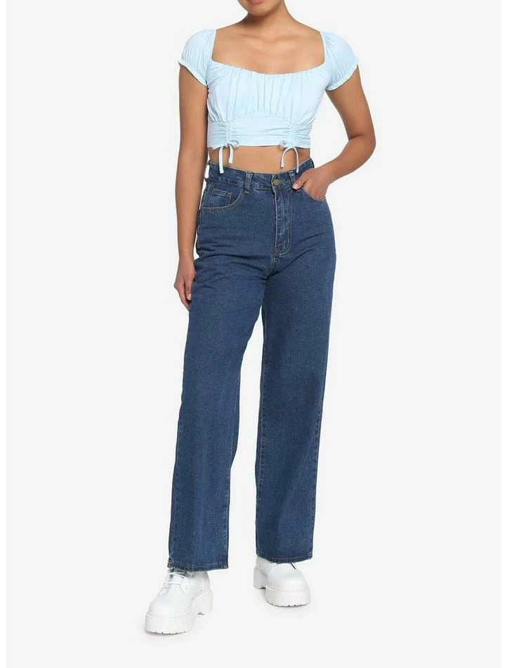 Hot Sale 🤩 Light Blue Double Ruched 👧 Girls Crop Top 🔥 4 Hot Sale 🤩 Light Blue Double Ruched 👧 Girls Crop Top 🔥 - Image 2