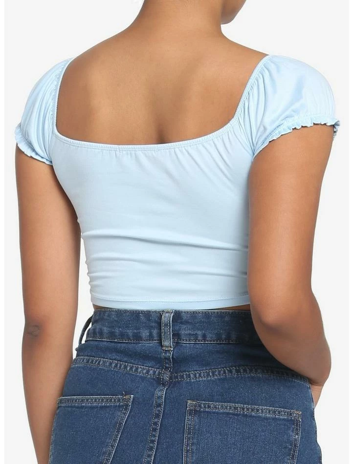Hot Sale 🤩 Light Blue Double Ruched 👧 Girls Crop Top 🔥 5 Hot Sale 🤩 Light Blue Double Ruched 👧 Girls Crop Top 🔥 - Image 3