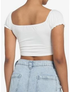Flash Sale 🌟 White Double Ruched 👧 Girls Crop Top 👏 -HT Style Outlet Store 19439522 av2