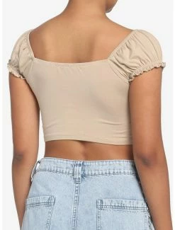 Brand new 😍 Beige Cutout Puff Sleeve 👧 Girls Crop Top 🧨 -HT Style Outlet Store 19439530 av2