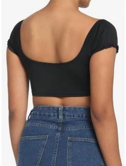 Wholesale 🔥 Black Ruched Puff Sleeve 👧 Girls Crop Top 🤩 -HT Style Outlet Store 19439546 av2