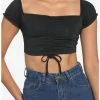 Wholesale 🔥 Black Ruched Puff Sleeve 👧 Girls Crop Top 🤩 -HT Style Outlet Store 19439546 hi