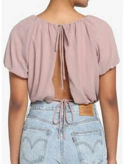 Wholesale 🔥 Ruched Puffy Taupe 👧 Girls Crop Top 🧨 -HT Style Outlet Store 19439554 av2