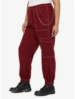 Best deal 👏 Burgundy 👧 Girls Cargo Jogger Pants Plus Size 🎉 -HT Style Outlet Store 19467333 av2