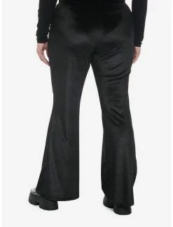 Budget 😉 Black Velvet Lace-Up 👧 Girls Flare Pants Plus Size 😉 -HT Style Outlet Store 19467347 av1
