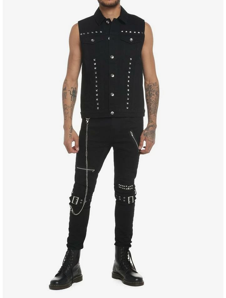 Wholesale 💯 Black Pyramid Stud Denim Vest ⭐ 4 Wholesale 💯 Black Pyramid Stud Denim Vest ⭐ - Image 2