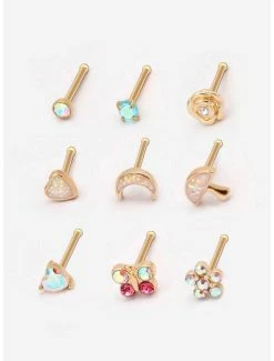 Top 10 😍 Steel Gold Butterfly Mushroom Nose Stud 9 Pack 👍