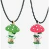 Budget 🎉 Mushroom House Crystal Best Friend Necklace Set ❤️