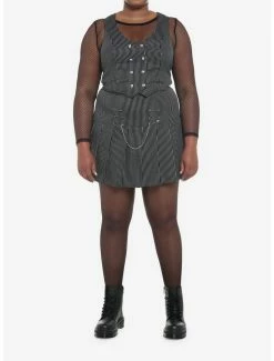 Coupon 🧨 Pinstripe Chain 👧 Girls Blazer Plus Size ❤️ -HT Style Outlet Store 19482942 av1