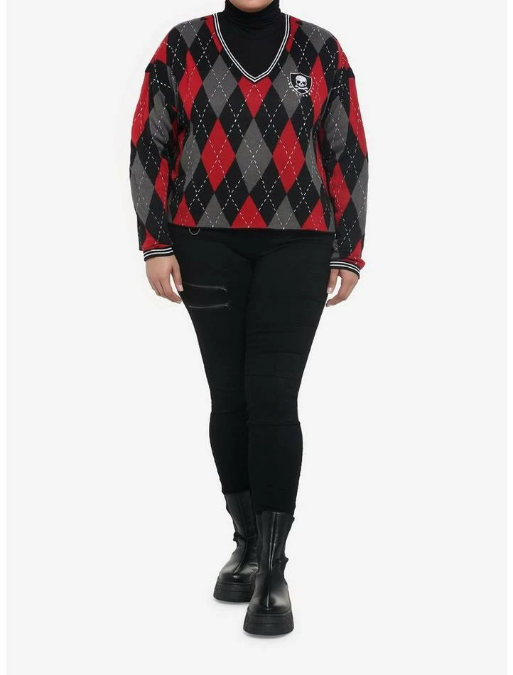 Deals โค๏ธ Skull Crest Argyle V-Neck ๐ง Girls Sweater Plus Size โจ 4 Deals โค๏ธ Skull Crest Argyle V-Neck ๐ง Girls Sweater Plus Size โจ - Image 2