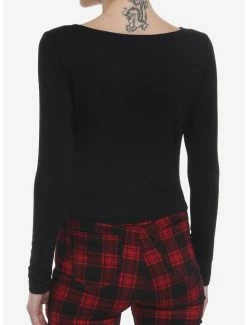 Best Sale ✨ Black Buckles V-Neck 👧 Girls Long-Sleeve Top 💯 -HT Style Outlet Store 19483242 av2