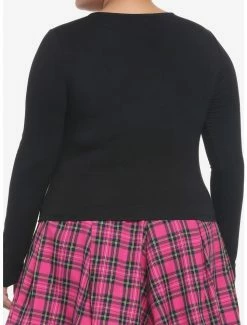 Discount 💯 Black Buckles V-Neck 👧 Girls Long-Sleeve Top Plus Size 🥰 -HT Style Outlet Store 19483250 av2