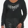 Top 10 ⌛ Winged Skull Crop 👧 Girls Long-Sleeve T-Shirt Plus Size 🤩 -HT Style Outlet Store 19483265 hi