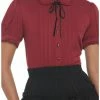 Best reviews of 💯 Dark Red Ribbon Tie 👧 Girls Woven Button-Up 🎉
