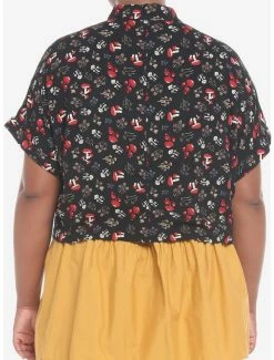 Hot Sale 🥰 Mushroom Allover Print 👧 Girls Woven Button-Up Plus Size 😉 -HT Style Outlet Store 19483366 av2