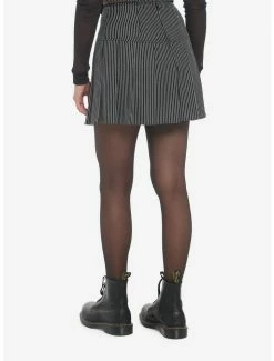 Best Pirce 😍 Pinstripe Safety Pin Pleated 👗 Skirt 🎁 -HT Style Outlet Store 19501892 av1