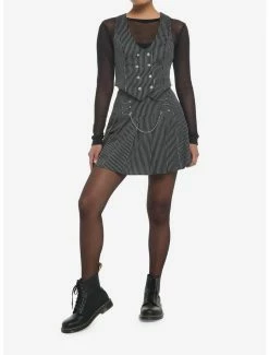 Best Pirce 😍 Pinstripe Safety Pin Pleated 👗 Skirt 🎁 -HT Style Outlet Store 19501892 av2