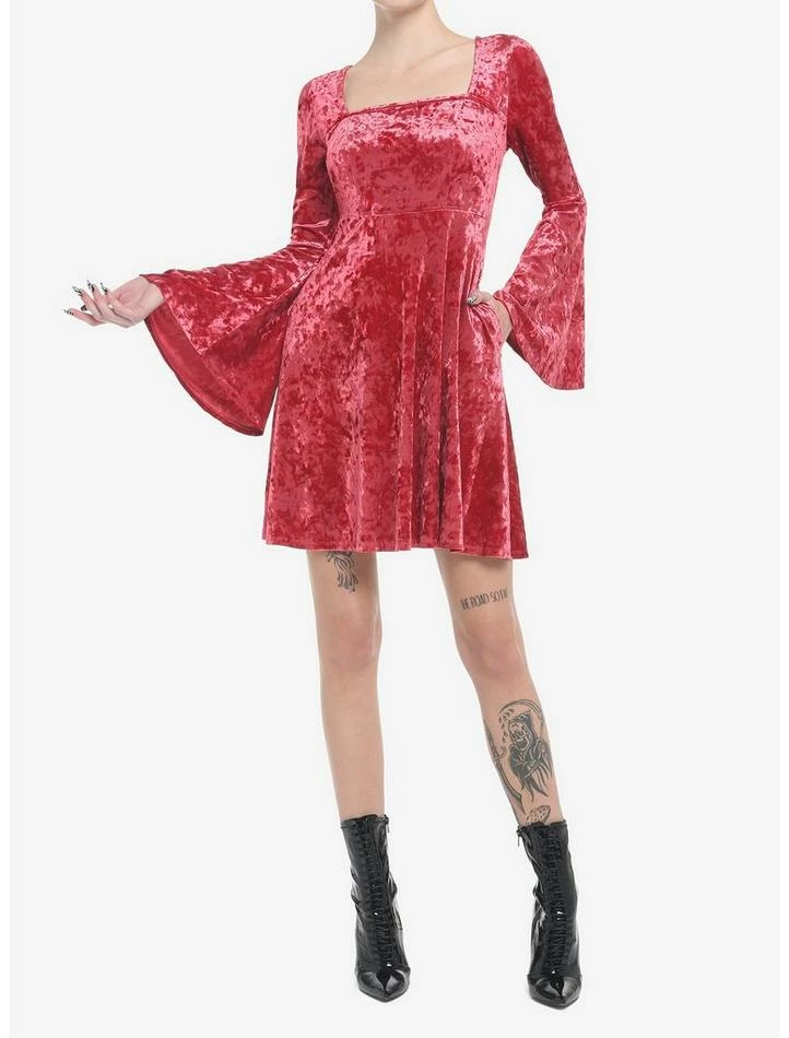 Hot Sale ๐ฅ Red Crushed Velvet Bell Sleeve Mini ๐ Dress ๐งจ 4 Hot Sale ๐ฅ Red Crushed Velvet Bell Sleeve Mini ๐ Dress ๐งจ - Image 2