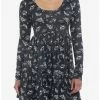 Brand new 🔔 Black Moon Death Moth Tiered Long-Sleeve 👗 Dress 🎁 -HT Style Outlet Store 19501919 hi