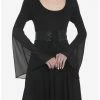 Discount 🤩 Black Satin Corset Bell Long-Sleeve 👗 Dress 😍 -HT Style Outlet Store 19501934 hi
