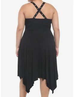 New 🧨 Grommet Lace-Up Hanky Hem Midi 👗 Dress Plus Size 😀 -HT Style Outlet Store 19501957 av2