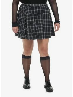 Discount ⭐ Black Plaid 👗 Skirt Plus Size ❤️
