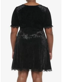 Best reviews of 🎁 Black Crushed Velvet & Lace Mini 👗 Dress Plus Size ❤️ -HT Style Outlet Store 19509956 av2