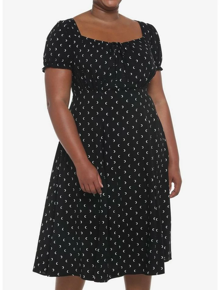 Top 10 🎉 Black Crescent Moon Puff Sleeve Midi 👗 Dress Plus Size ✨ 3 Top 10 🎉 Black Crescent Moon Puff Sleeve Midi 👗 Dress Plus Size ✨